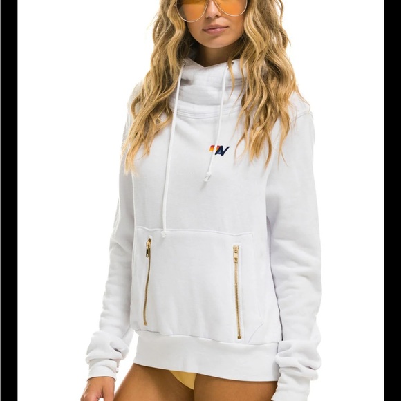 White aviator nation “ninja” hoodie, size small. Worn once, great condition. - Picture 2 of 4